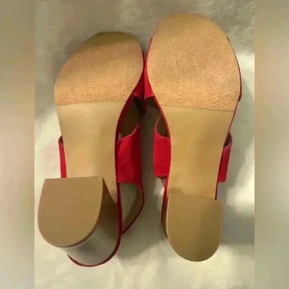 Maurice’s Red Jane  Criss Cross open toe heels NIB Women’s size 8M